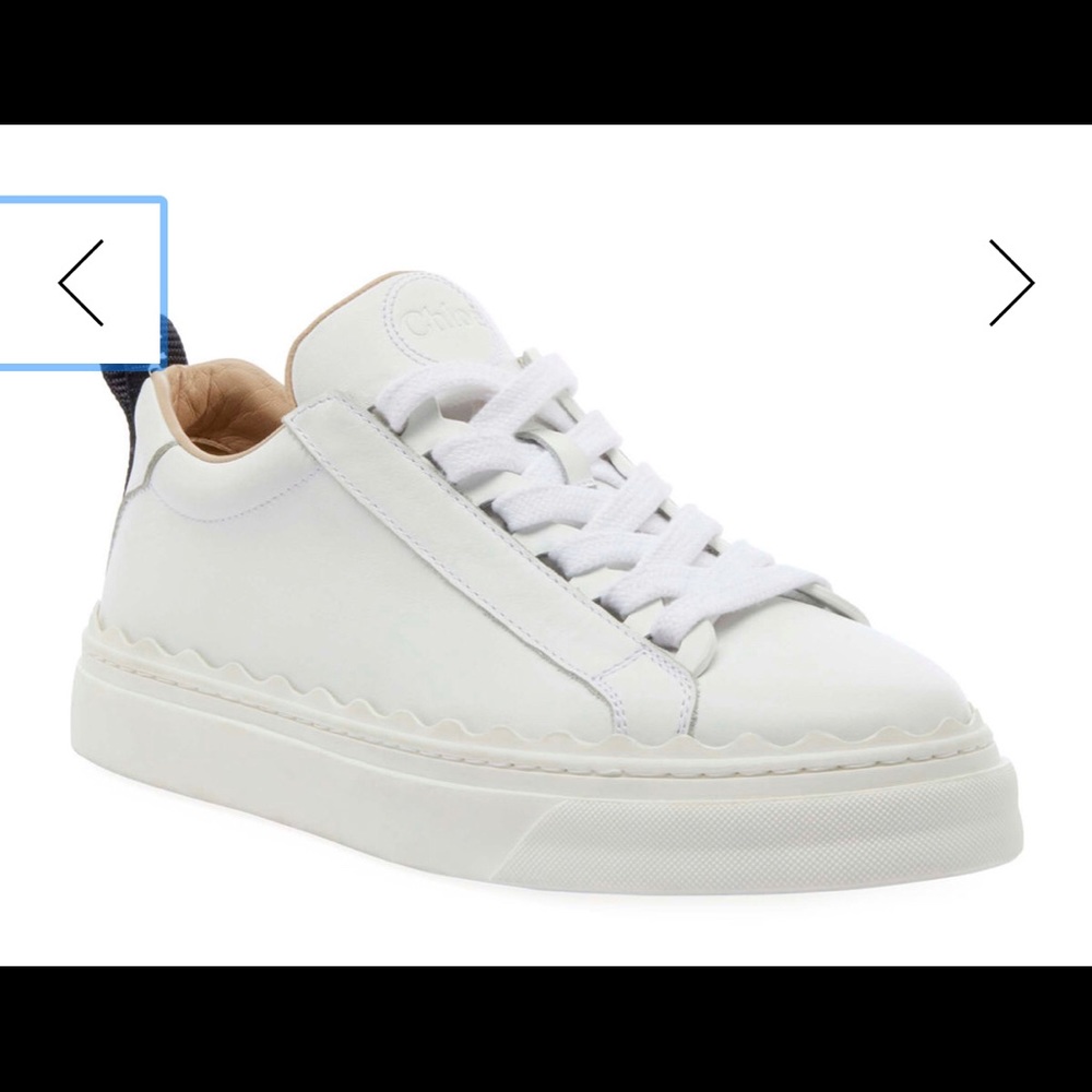 CHLOE Lauren White Leather Sneakers sz 37